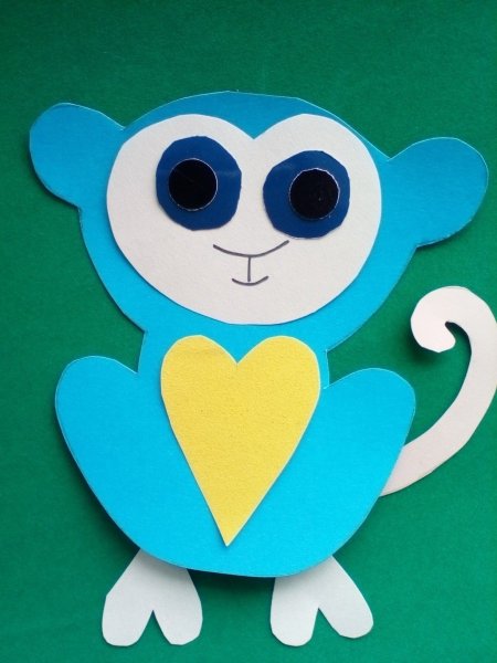 Аппликация обезьяна из цветной бумаги