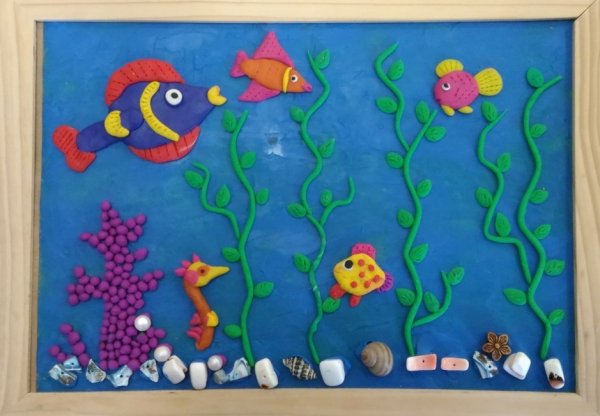 Пластилинография аквариум с рыбками