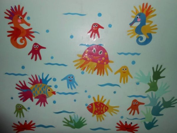 Рисование ладошками подводный мир