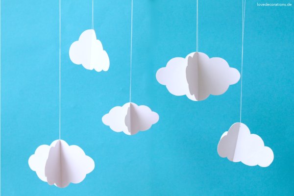 Объемные облака из бумаги