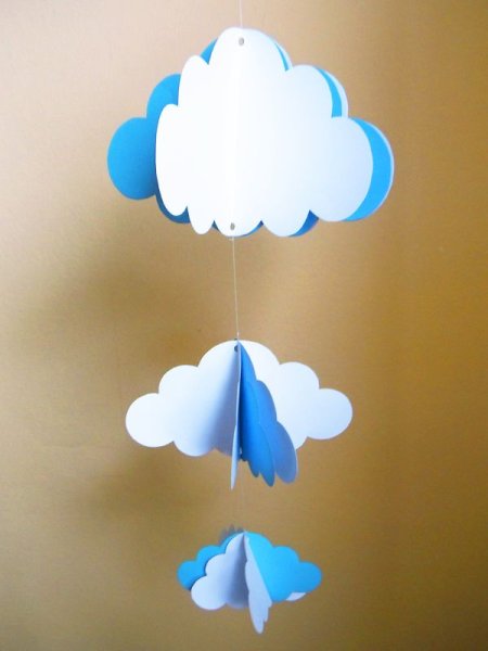 Объемные облака из бумаги