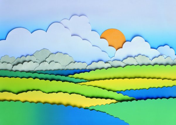 Пейзаж из цветной бумаги