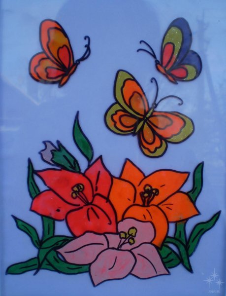 Рисование по стеклу пластилином