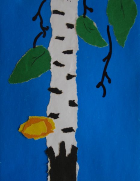 Технология Обрывная аппликация Березка