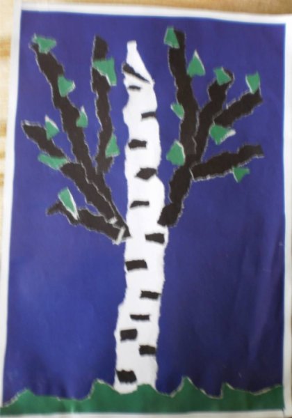 Аппликация береза в подготовительной группе