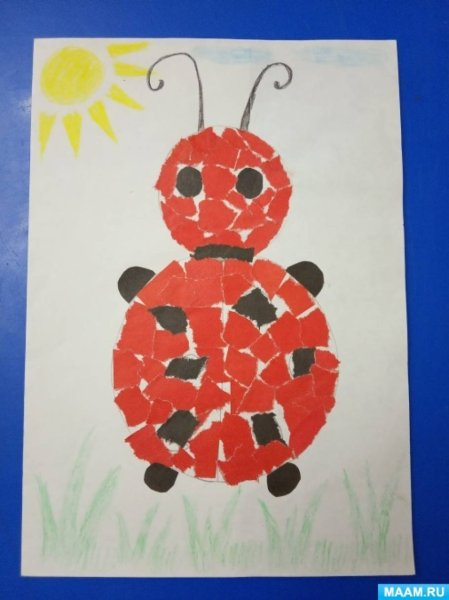 Божья коровка Обрывная аппликация