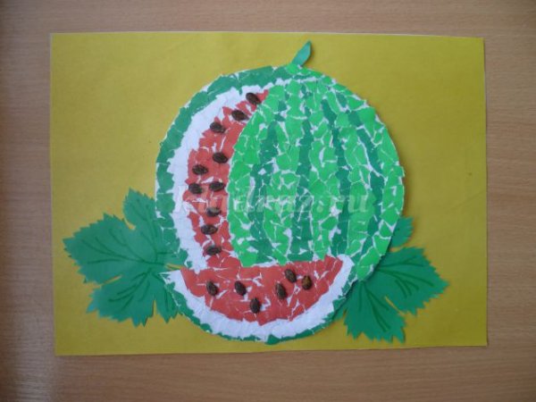Обрывная аппликация Арбуз