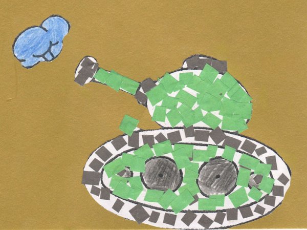 Обрывная аппликация танк