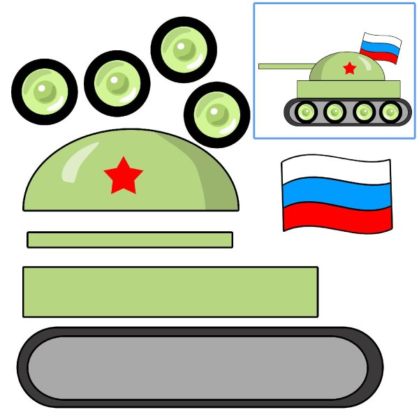 Трафарет танка для аппликации