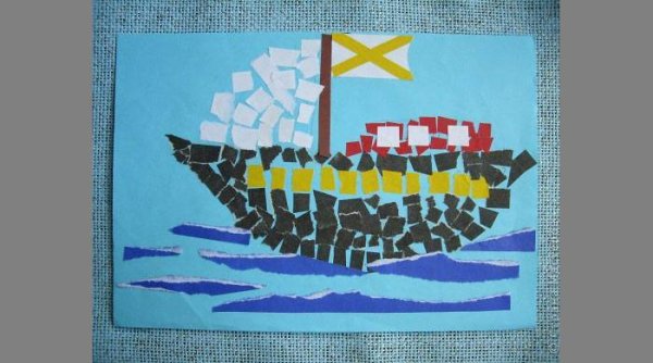 Аппликация к 23 февраля Обрывная аппликация