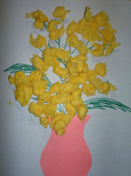 Обрывная аппликация Мимоза