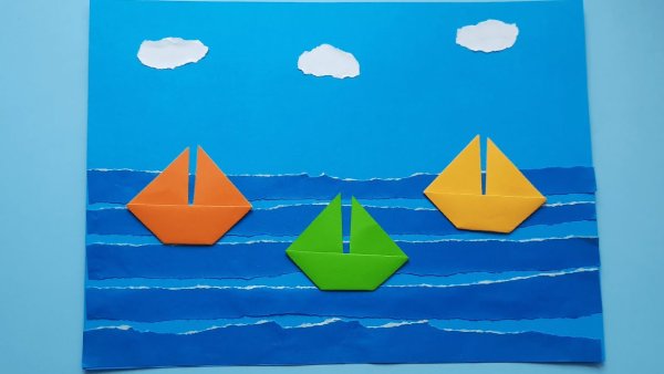 Аппликация кораблик для малышей