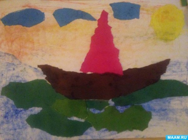 Аппликация кораблик в средней группе