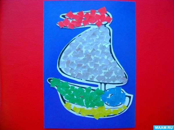 Обрывная аппликация корабль