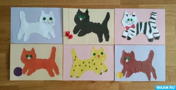 Аппликация кошечка в младшей группе