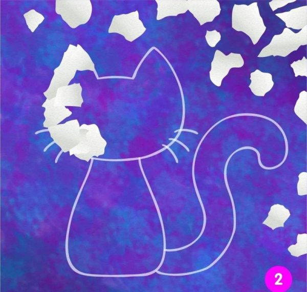 Кошка из кусочков бумаги