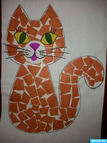 Аппликация кошка в средней группе