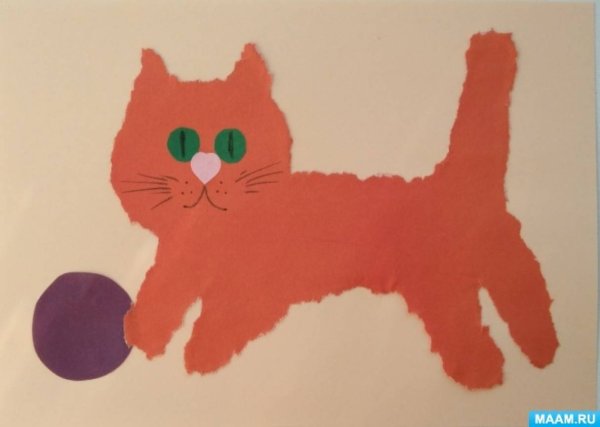 Аппликация котик в подготовительной группе