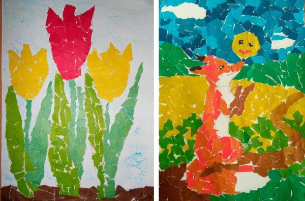 Аппликация из обрывной бумаги