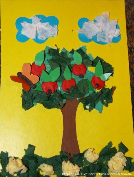 Аппликация летний денек обрывание