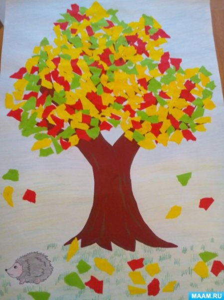 Аппликация осеннее дерево Обрывная осеннее