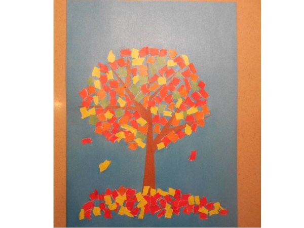 Осеннее дерево аппликация Обрывная в старшей