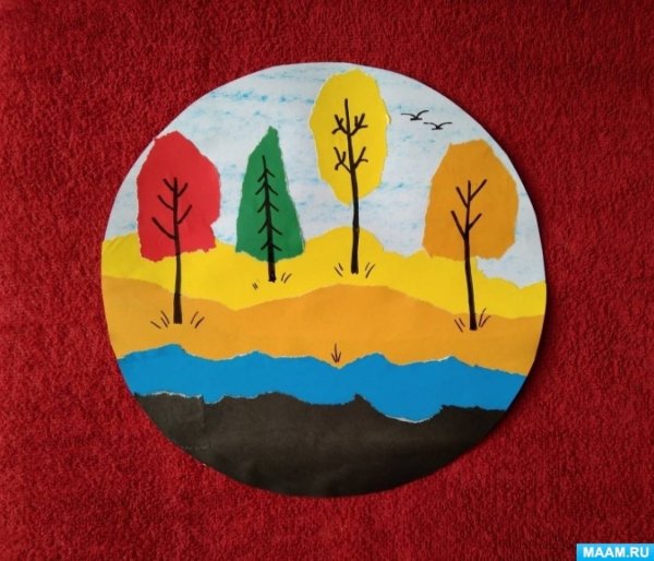 Пейзаж с элементами аппликации