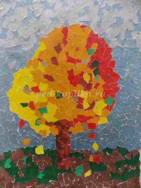 Аппликация осеннее дерево Обрывная аппликация