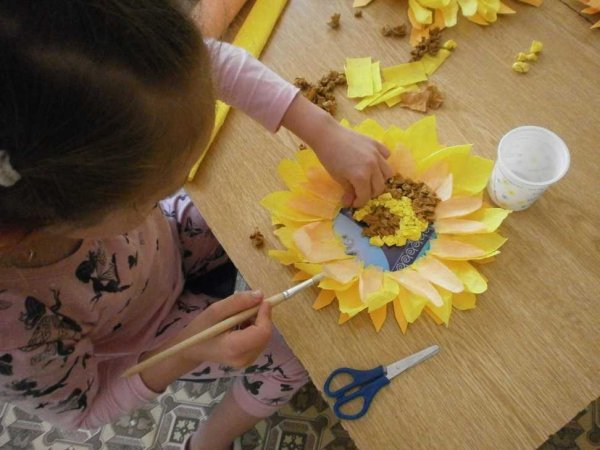 Аппликация подсолнух в подготовительной группе
