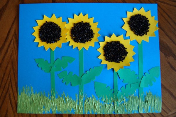 Аппликация подсолнух в подготовительной группе