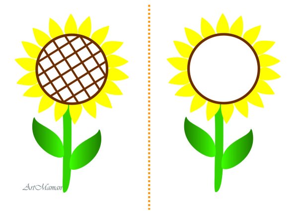 Шаблон подсолнуха для аппликации