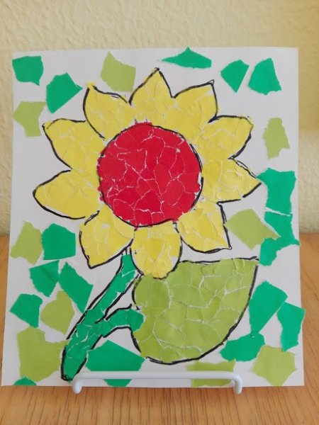 Обрывная аппликация подсолнух