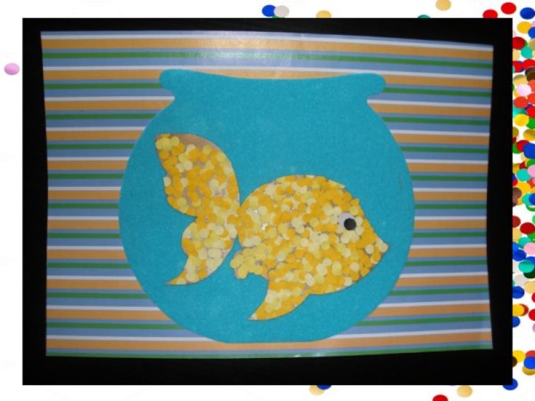 Аппликация Золотая рыбка в старшей группе