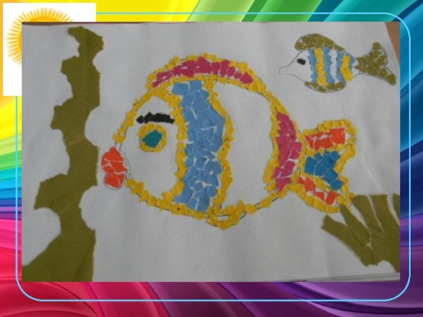 Обрывная аппликация рыбка