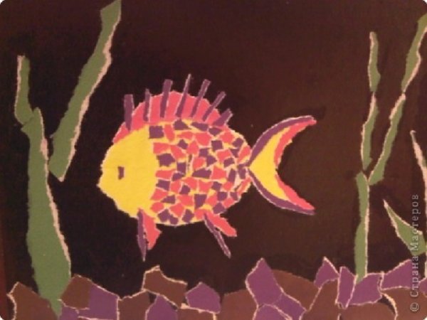 Обрывная аппликация рыбка