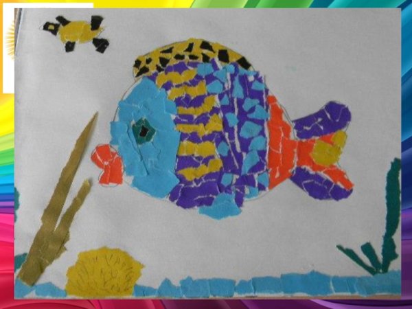 Обрывная аппликация рыбка