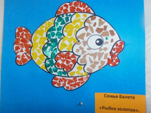 Обрывная аппликация рыбка