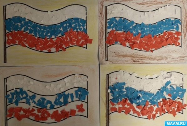 Аппликация российский флаг