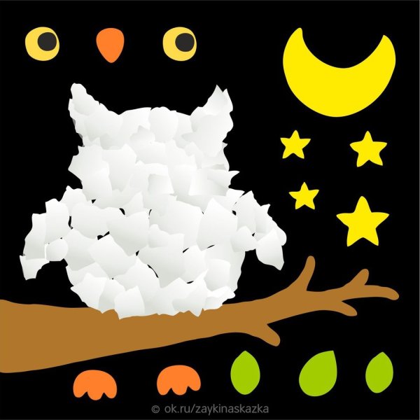 Аппликация из белой бумаги