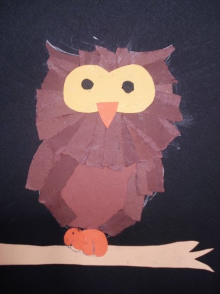 Сова аппликация из бумаги