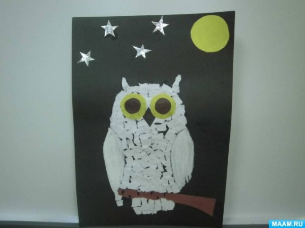 Обрывная аппликация Совушка