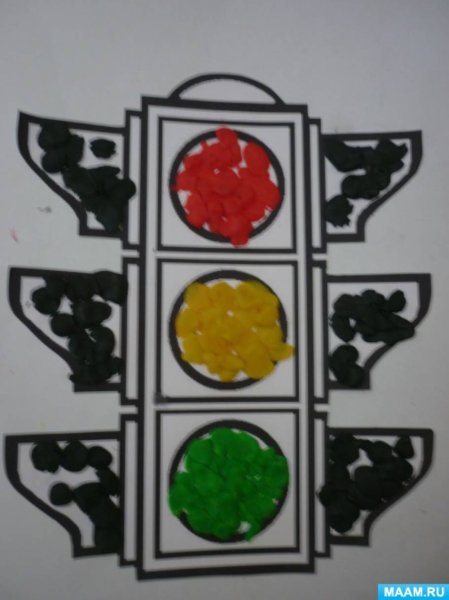 Аппликация светофор в средней группе