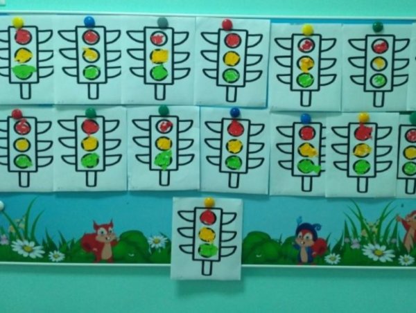 Обрывная аппликация светофор