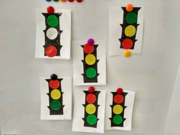 Аппликация светофор в средней группе