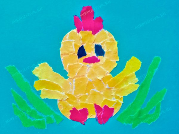 Рваная аппликация из цветной бумаги