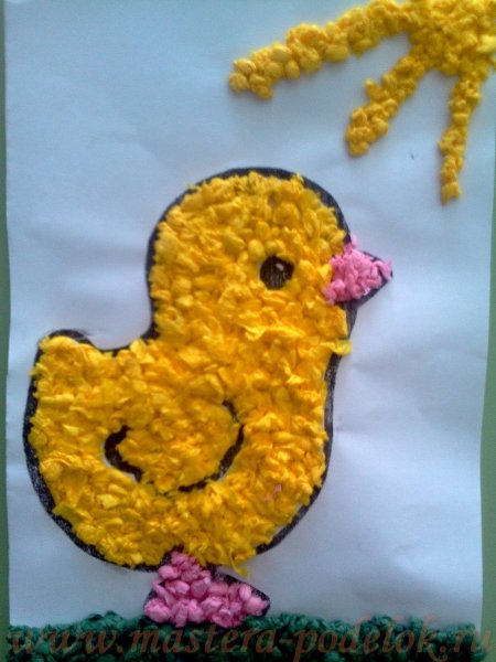 Аппликация из скрученных салфеток