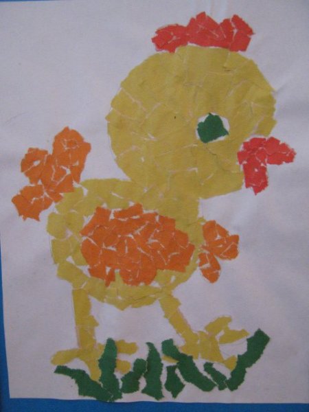 Обрывная аппликация цыпленок