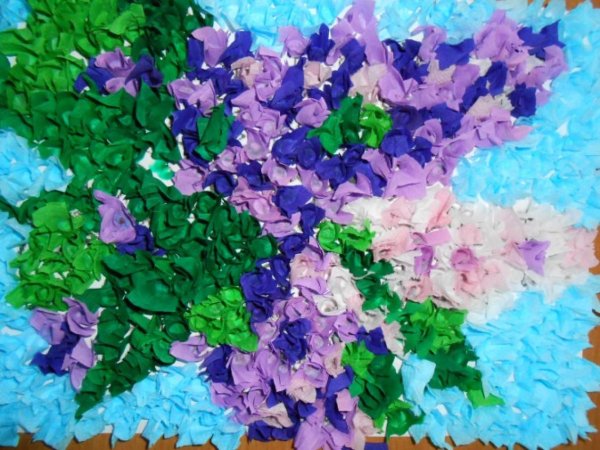 Аппликация торцеванием сирень