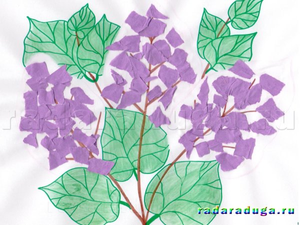 Сирень аппликация из бумаги