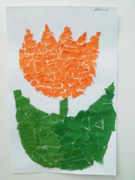 Обрывная аппликация тюльпан